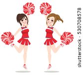 Happy young girls cheerleaders jumping and dancing together