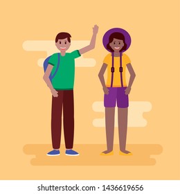 happy young guys greeting smiling vector illustration