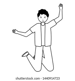 happy young jumping man character vector illustration