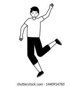 happy young jumping man character vector illustration