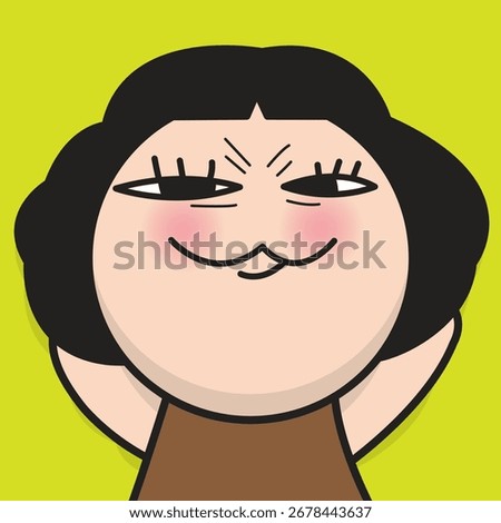 Happy Young Lady Making A Sly Smile Concept Cartoon Character illustration