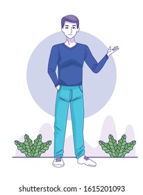 happy young man avatar character vector illustration design