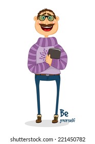 Happy young man with a book. Set of "Be Yourself".