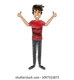 Happy young man cartoon scribble