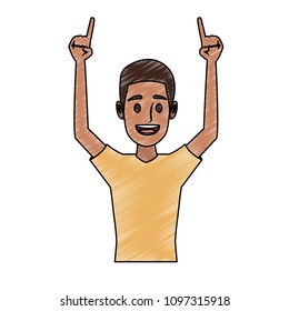 Happy young man cartoon scribble