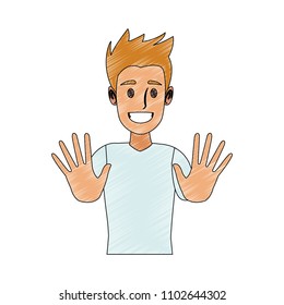 Happy young man cartoon scribble