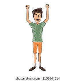 Happy young man cartoon scribble