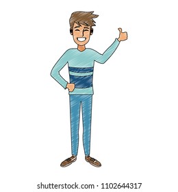 Happy young man cartoon scribble