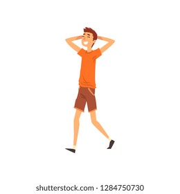 Happy young man in casual clothes vector Illustration