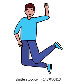 happy young man character on white background vector illustration