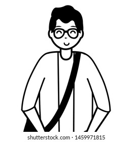 happy young man character on white background vector illustration