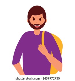 happy young man character on white background vector illustration