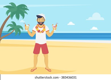 Homme Sur La Plage Stock Vectors Images Vector Art