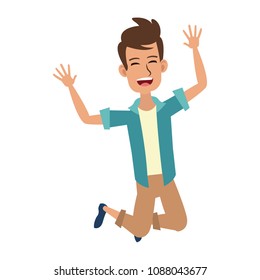 Happy young man jumping
