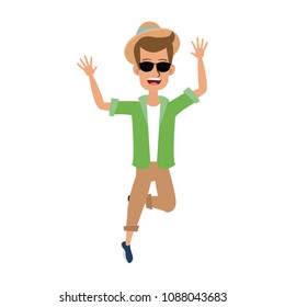 Happy young man jumping