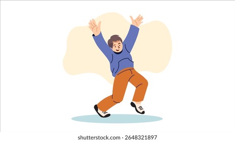 Happy Young Man Jumping with Joy - Flat Vector Illustration