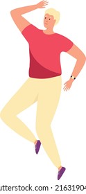Happy young man jumping. Joyful person character