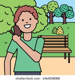 happy young man in the landscape