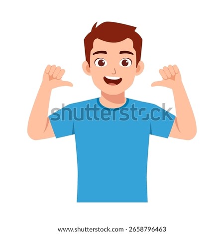 Happy young man pointing thumbs at himself with cheerful smile illustration
