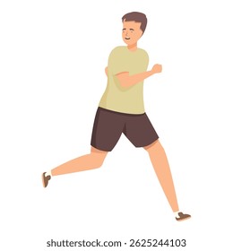 Happy young man running, enjoying jogging, healthy lifestyle concept