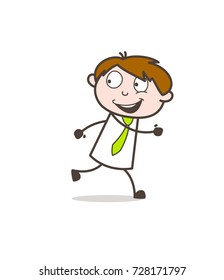 Happy Young Man Running Pose Vector