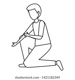happy young man seated in the floor
