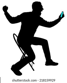 Happy young man talking on cellphone, vector 