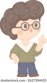 happy young man teacher teaching at school. employee presenting project. Online tutor character illustration. professor at university.