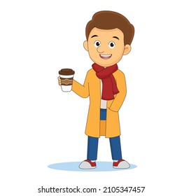 Happy Young man in winter