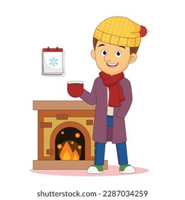 Happy Young man in winter