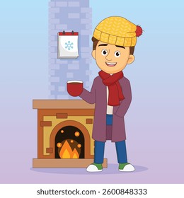 Happy Young man in winter