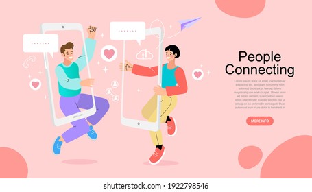 Happy young man and woman talking on smartphone. man and woman teammate working remotely using smartphone or mobile phone for meeting. virtual relationships, online dating and social networking.