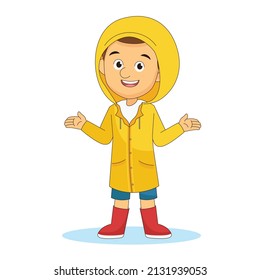 Happy Young man in Yellow Raincoat