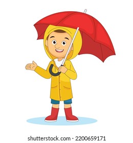 Happy Young man in Yellow Raincoat