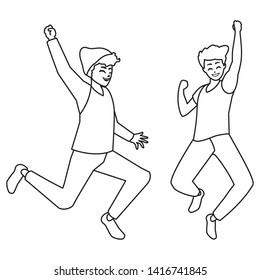happy young men celebrating characters