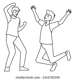happy young men celebrating characters