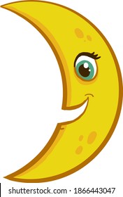 Feliz luna joven, ilustración, vector sobre fondo blanco.