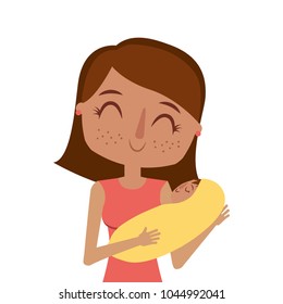 happy young mother hugging little toddler son