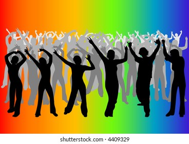 Happy young people dancing in a disco