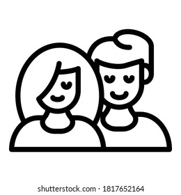 Happy young people icon. Outline happy young people vector icon for web design isolated on white background