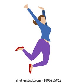 Happy young people jump, joy and success, Youth. The concept of happiness, funny characters. Vector Illustration.