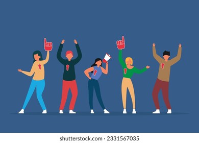 Happy young people with voting campaign 2d vector illustration concept for banner, website, illustration, landing page, flyer, etc.