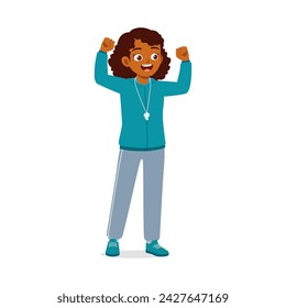 happy young physical education teacher standing