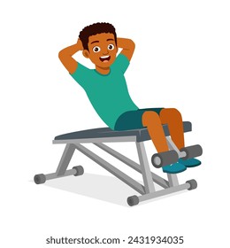 happy young sporty man doing sit up
