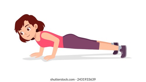 happy young sporty woman doing push up