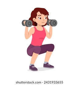 happy young sporty woman doing barbell lifting