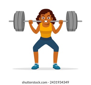 happy young sporty woman doing weight lifting