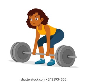 happy young sporty woman doing weight lifting