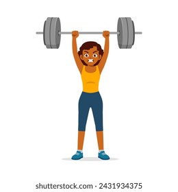 happy young sporty woman doing weight lifting