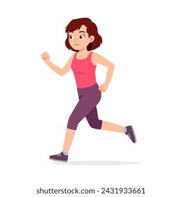 feliz joven mujer deportiva corriendo